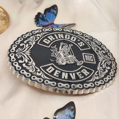 3D логотип мотоцикла Антикварный ремень с никелевой покрытием и мягкой эмалированной отделкой